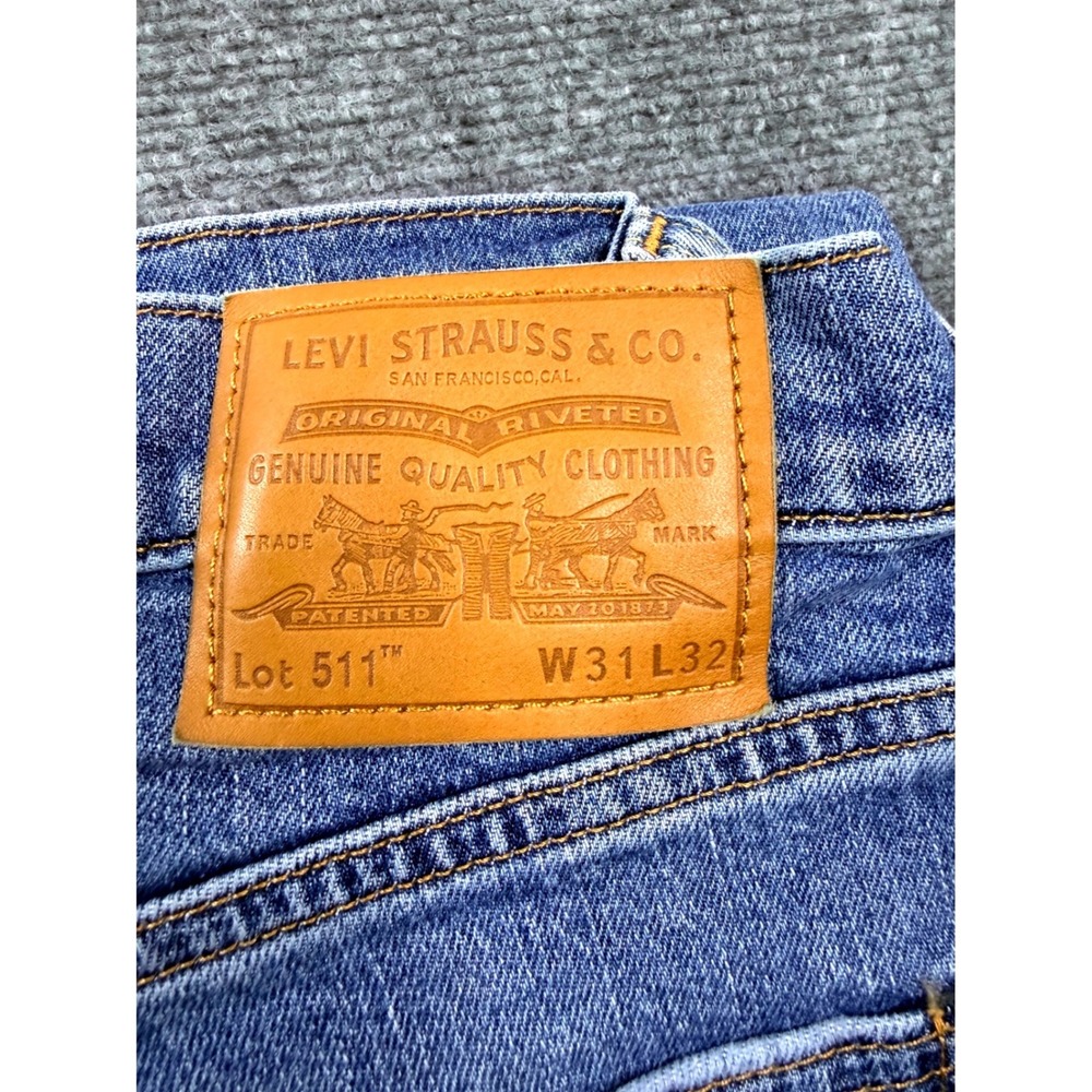 Levis 511 Slim Fit Jeans Mens 31x32 Blue Medium Wash Big E Denim 04511-5242 Y2K - Picture 4 of 11